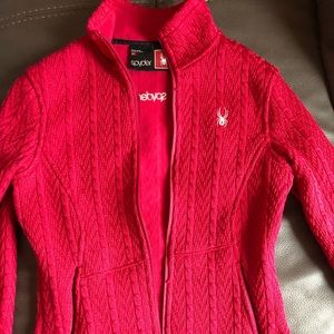 Spyder brand fuscia pink ski jacket.